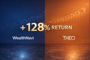 ほったらかし投資をテーマに、ロボアドバイザー２つの比較イメージイラスト