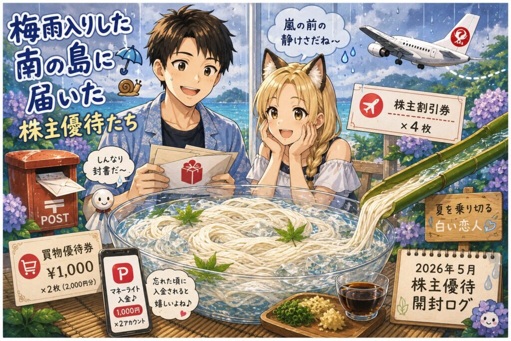 第21弾アイキャッチ_【株主優待開封ログ｜2026年5月】【株主優待開封ログ｜2026年5月】梅雨入りした南の島、嵐の前の静けさ