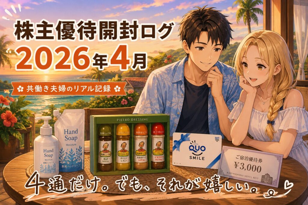 第21弾アイキャッチ_【株主優待開封ログ｜2026年4月】優待は少なめでも満足度は高い？共働き夫婦のリアル記録